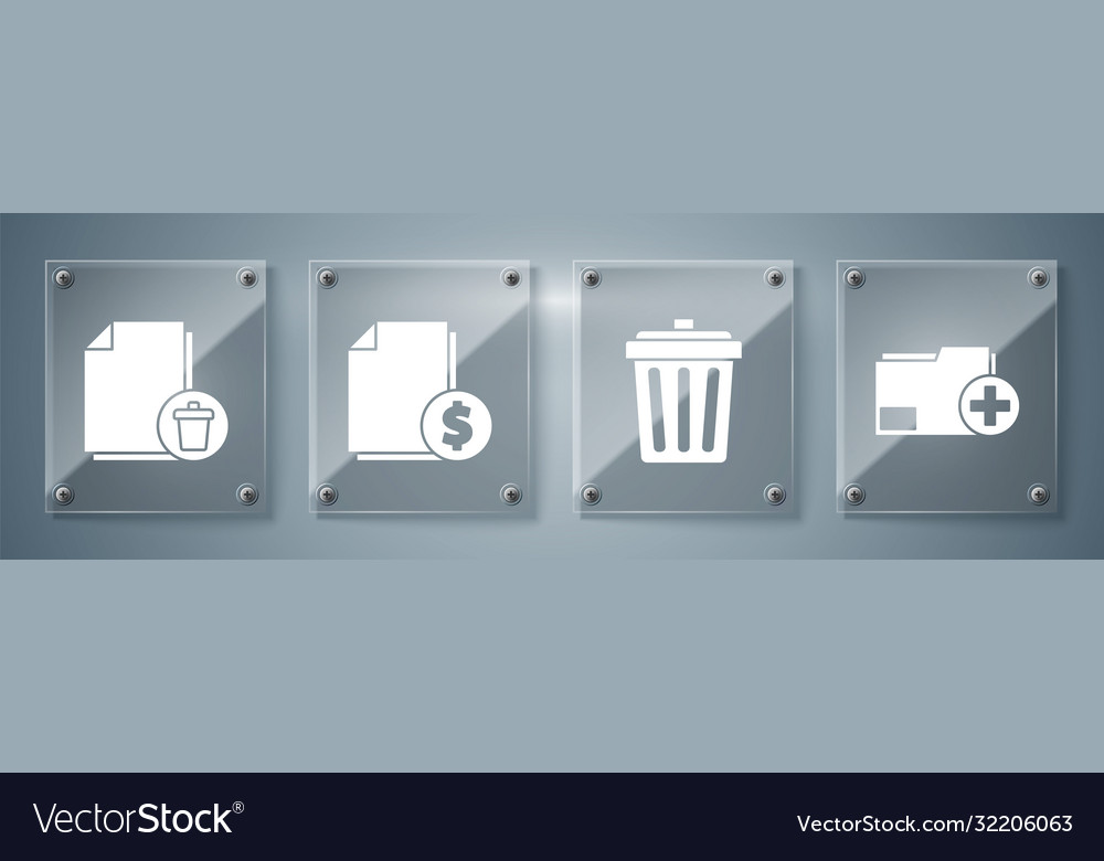 Set add new folder trash can finance document Vector Image Set add new folder trash can finance document