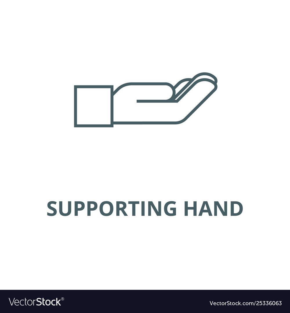 Supporting hand line icon linear concept