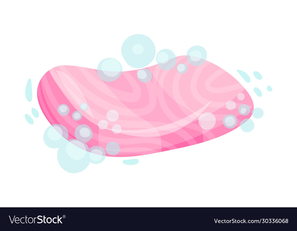 Bar soap with foam bubbles isolated on white