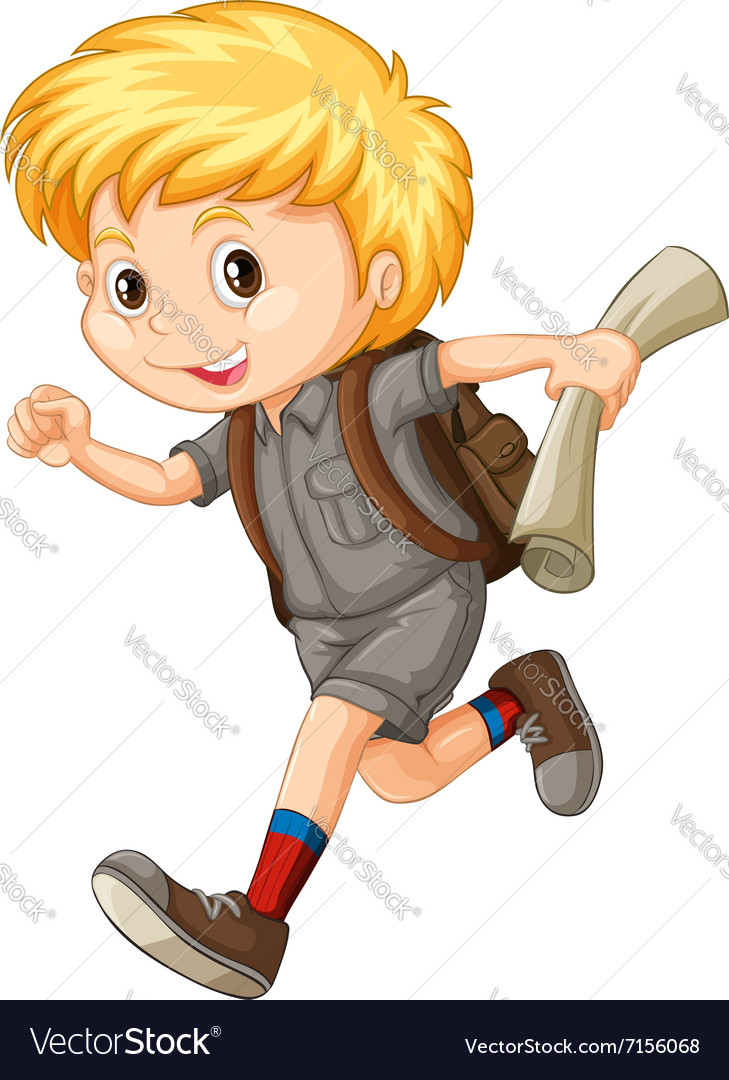 Boy In Camping Suit Running Royalty Free Vector Image