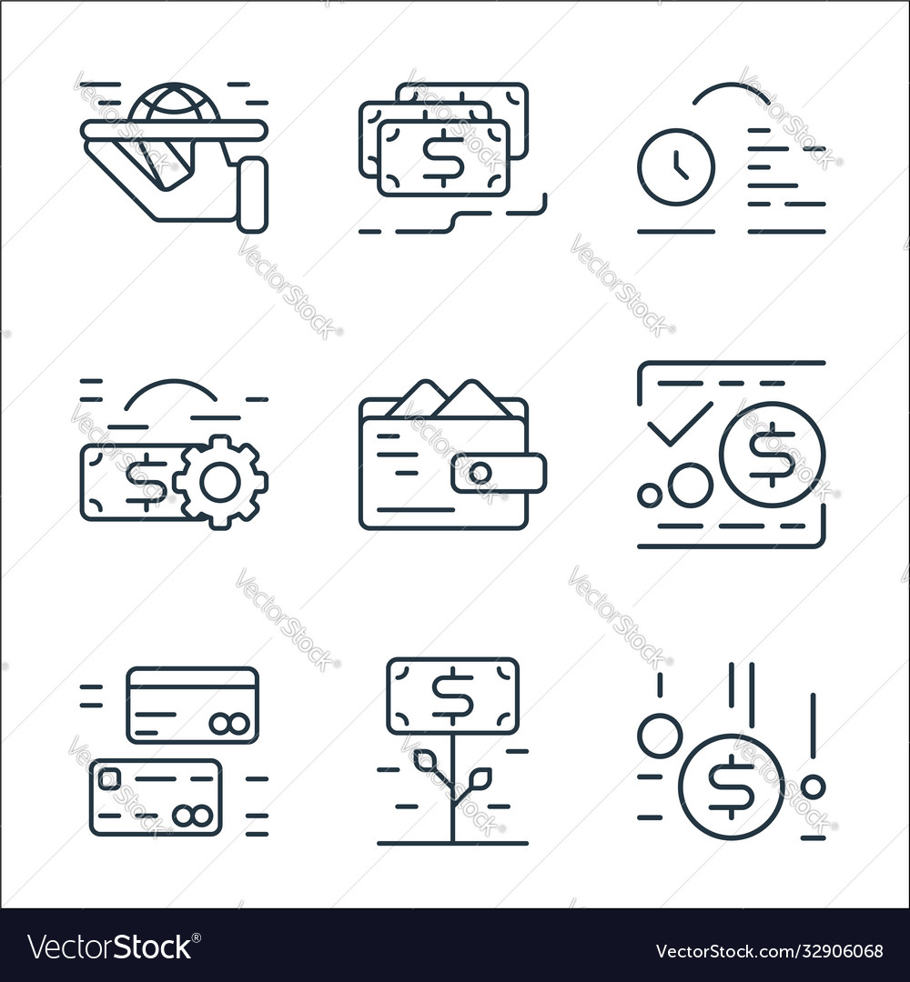 Geschäfts- und Finanzlinie Icons linear Set