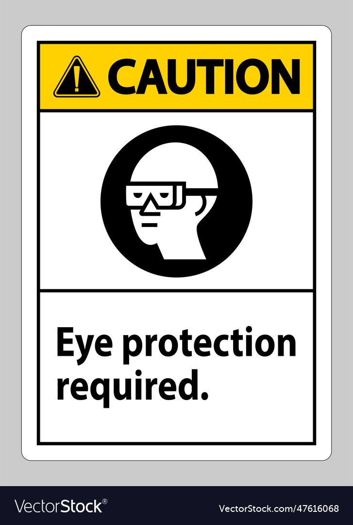 Caution sign eye protection required on white Vector Image