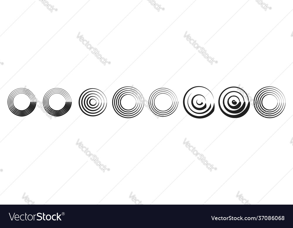 Circular radial element shape set image vector image Circular radial element shape set image
