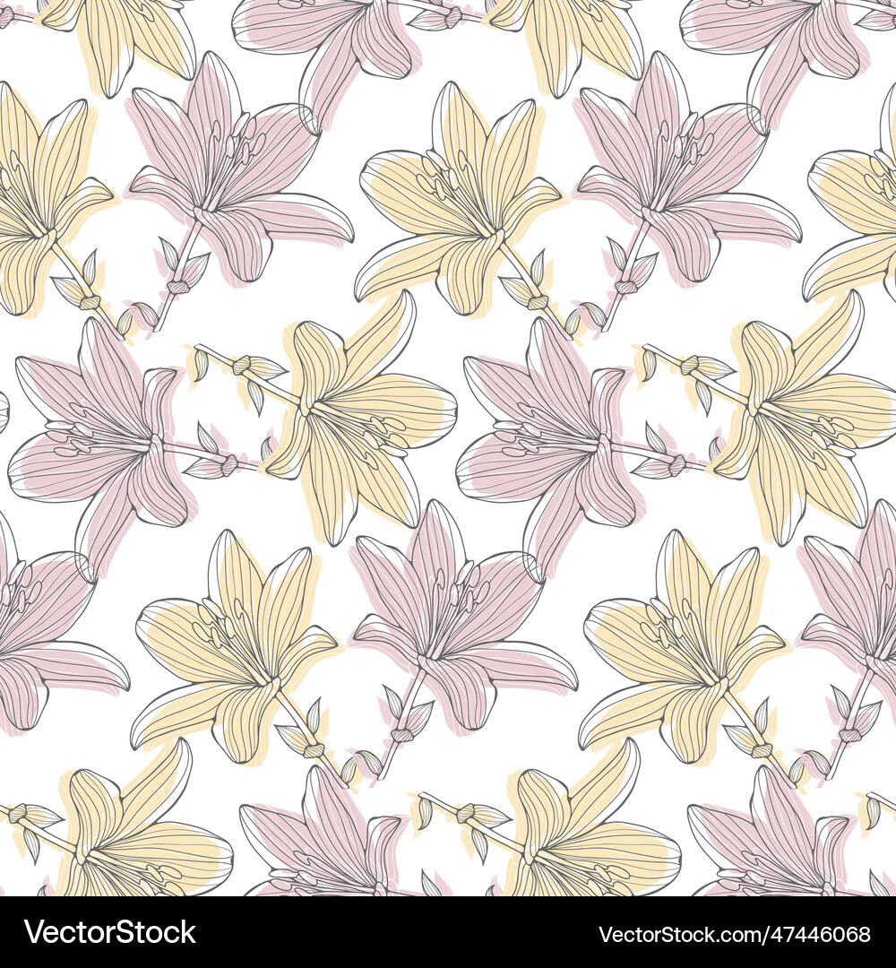 Floral seamless pattern with lilies Royalty Free Vector