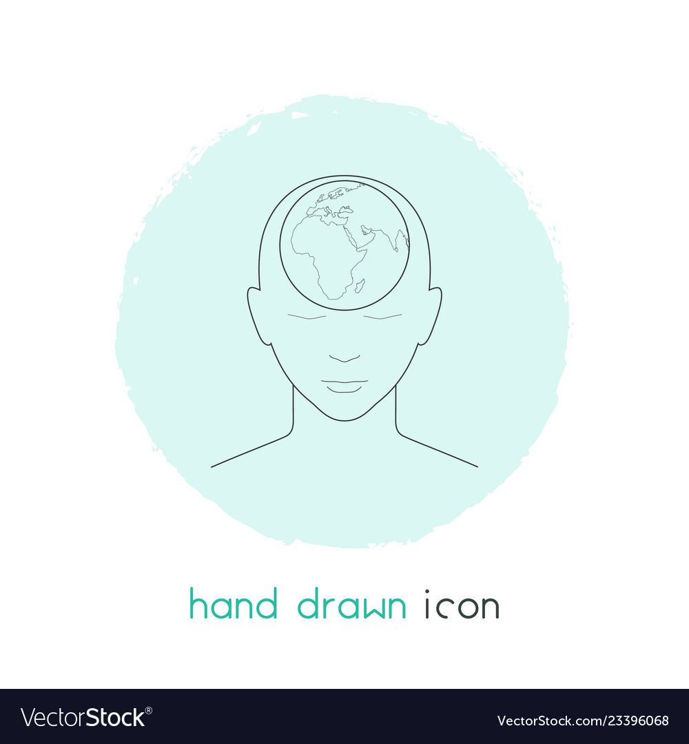 Global thinking icon line element Vector Image Global thinking icon line element