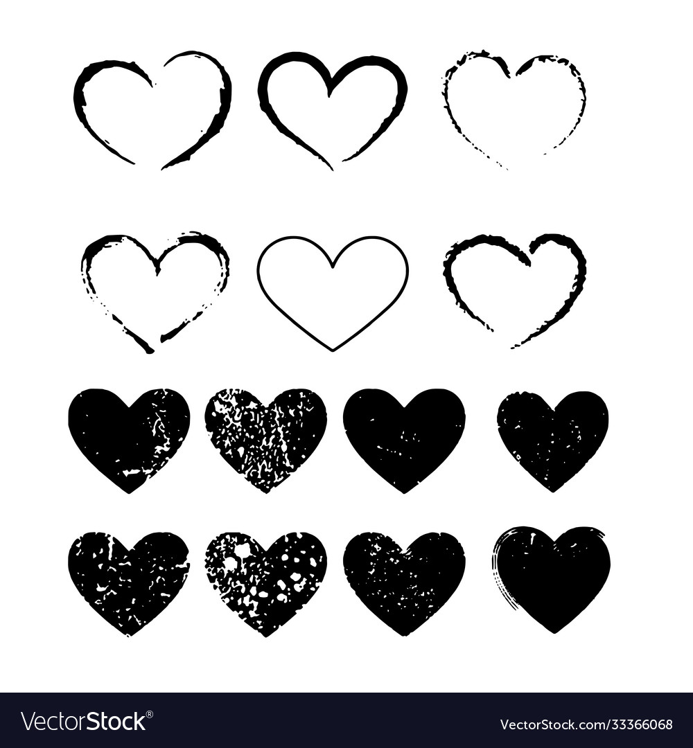 Hearts set different style and shape vector image Hearts set different style and shape