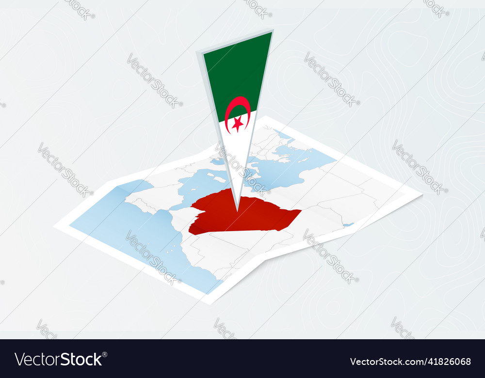 Isometric paper map of algeria with triangular