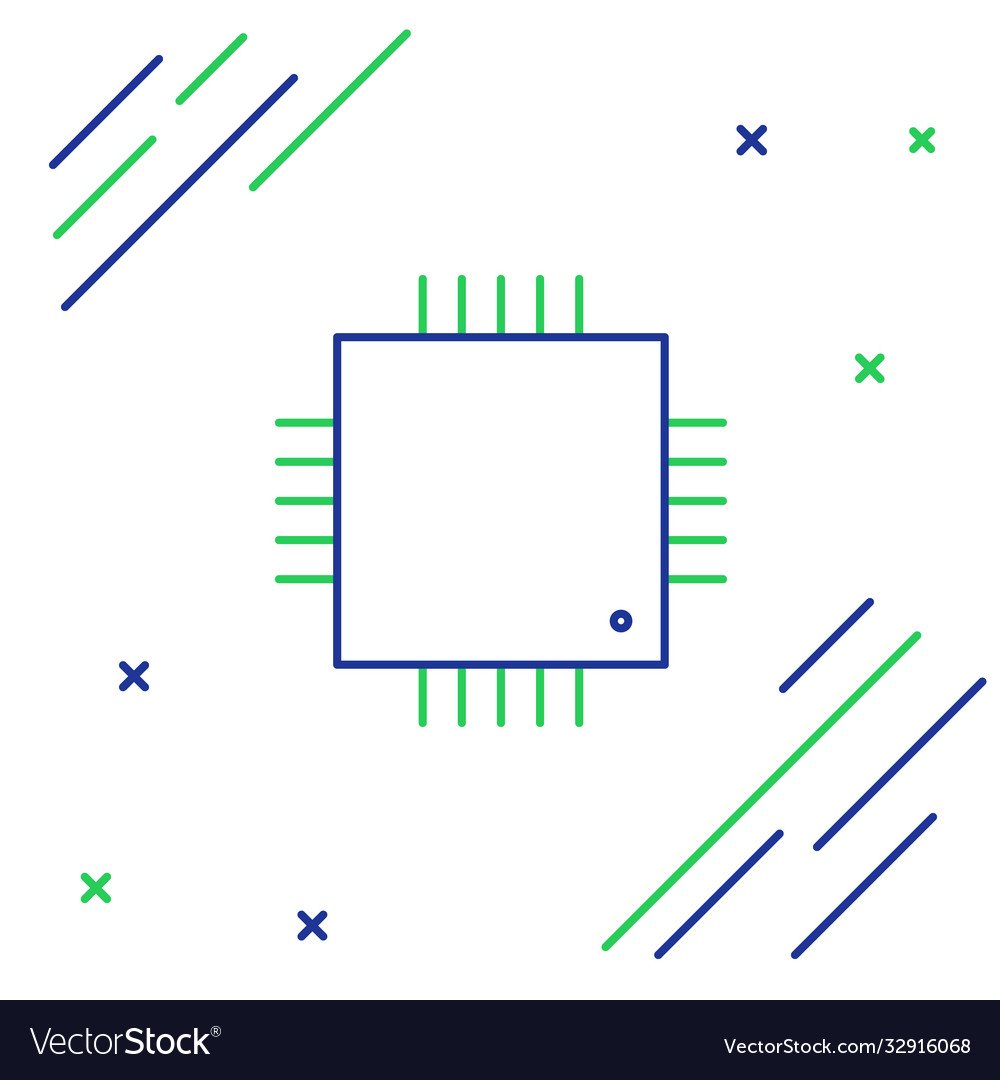 Line computer processor with microcircuits cpu vector image Line computer processor with microcircuits cpu