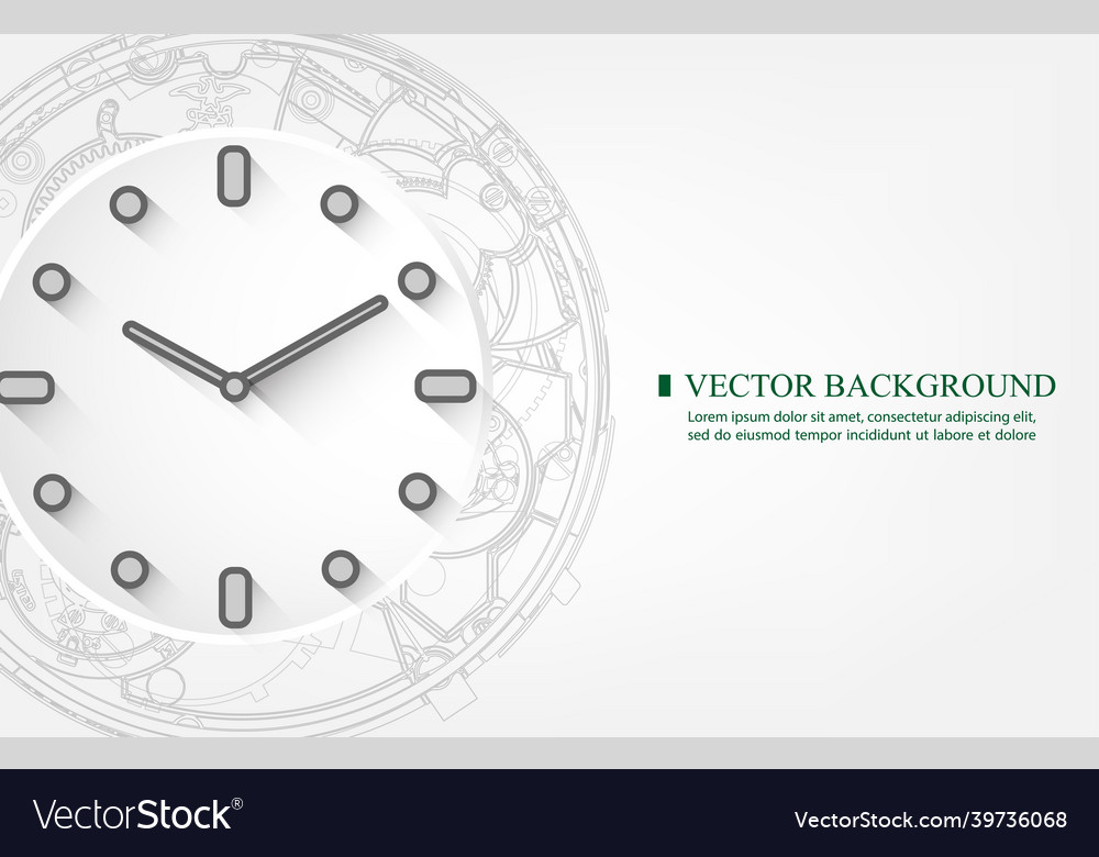 Mechanic analog clock white background vector image Mechanic analog clock white background