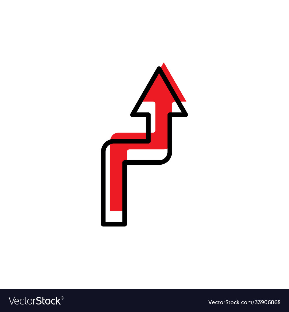 Road arrow flat icon reverse curve design template