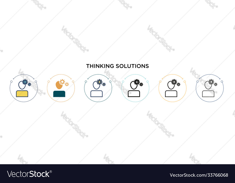 Thinking solutions icon in filled thin line