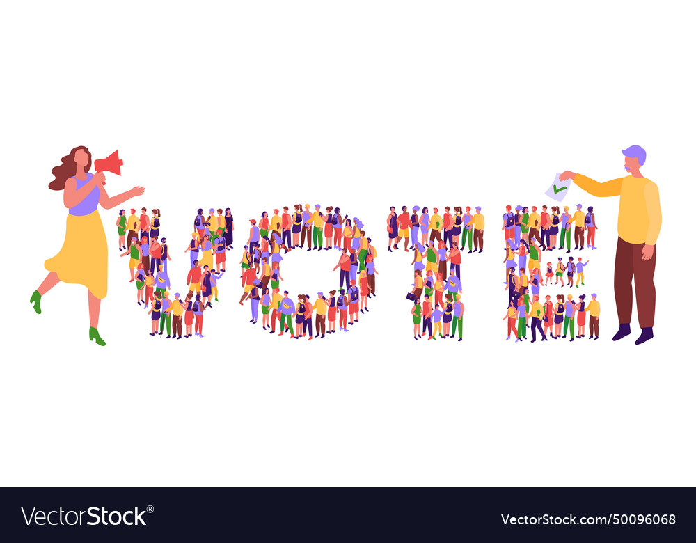 Voting banner vote typography formed by voters Vector Image