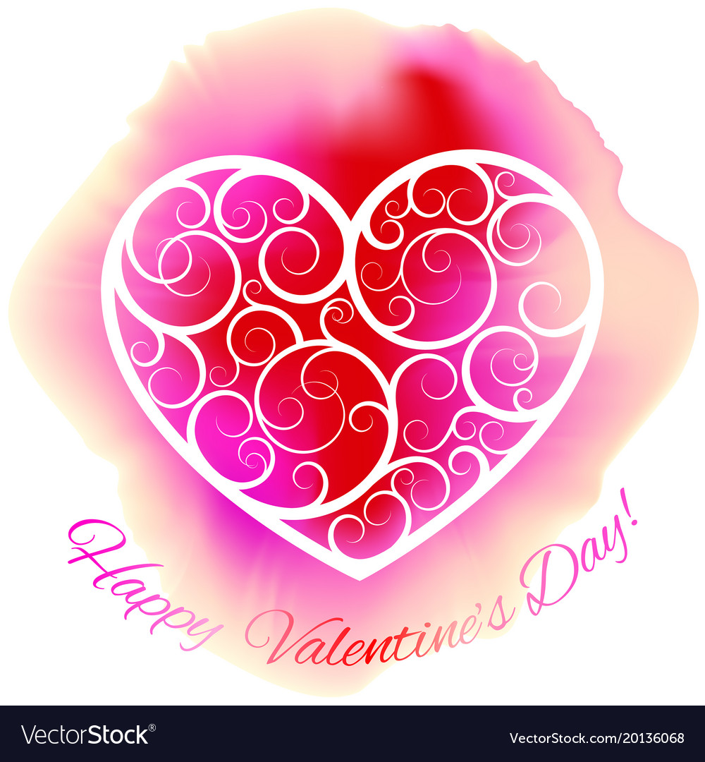 White decorative heart on pink ink blot Royalty Free Vector