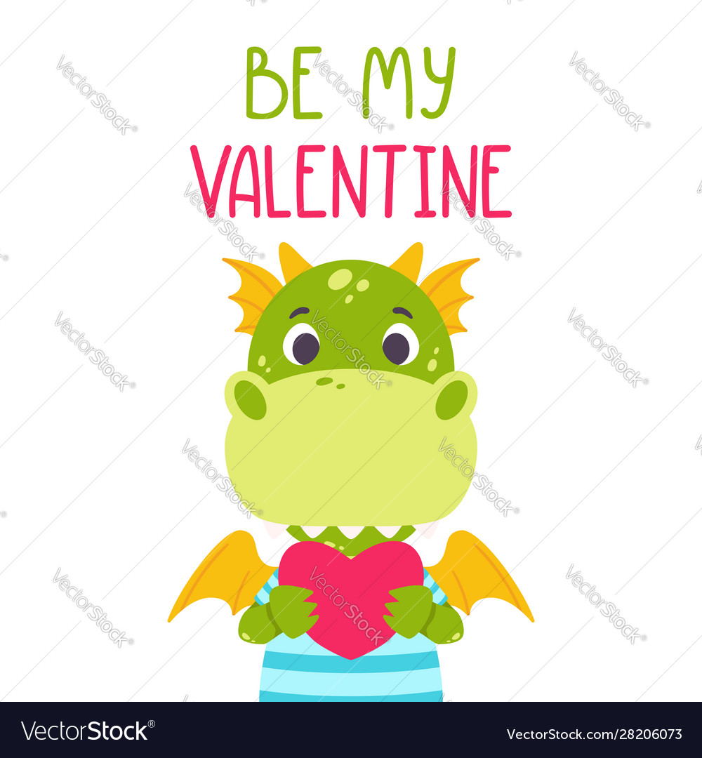 Be my valentine postcard with dragon