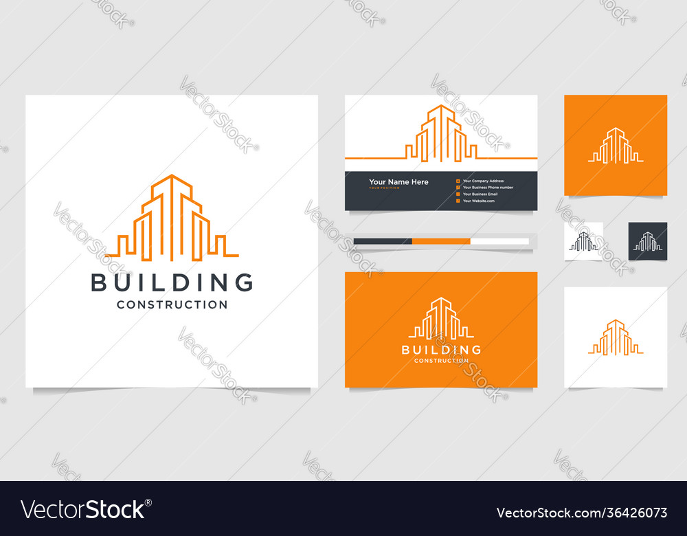 Building design logos with lines construction