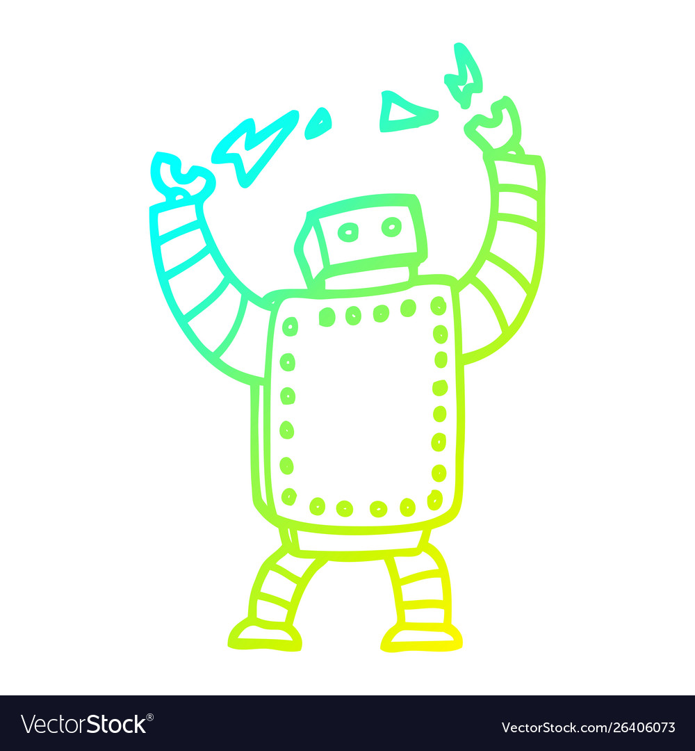 Cold gradient line drawing cartoon giant robot Vector Image