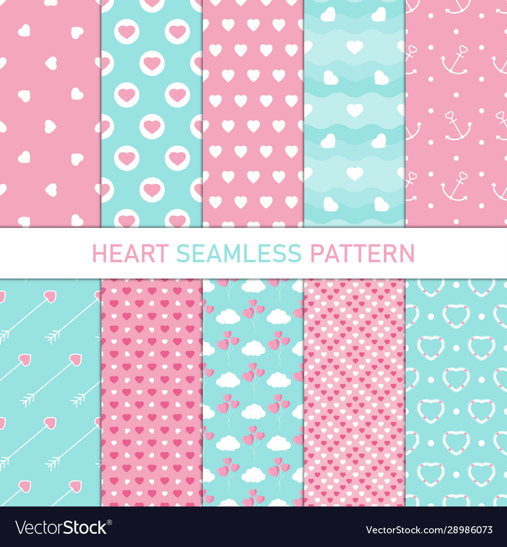 Collection heart shape seamless pattern background