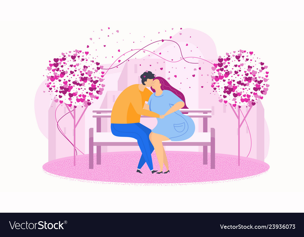 Date in the park on bench gentle words Royalty Free Vector