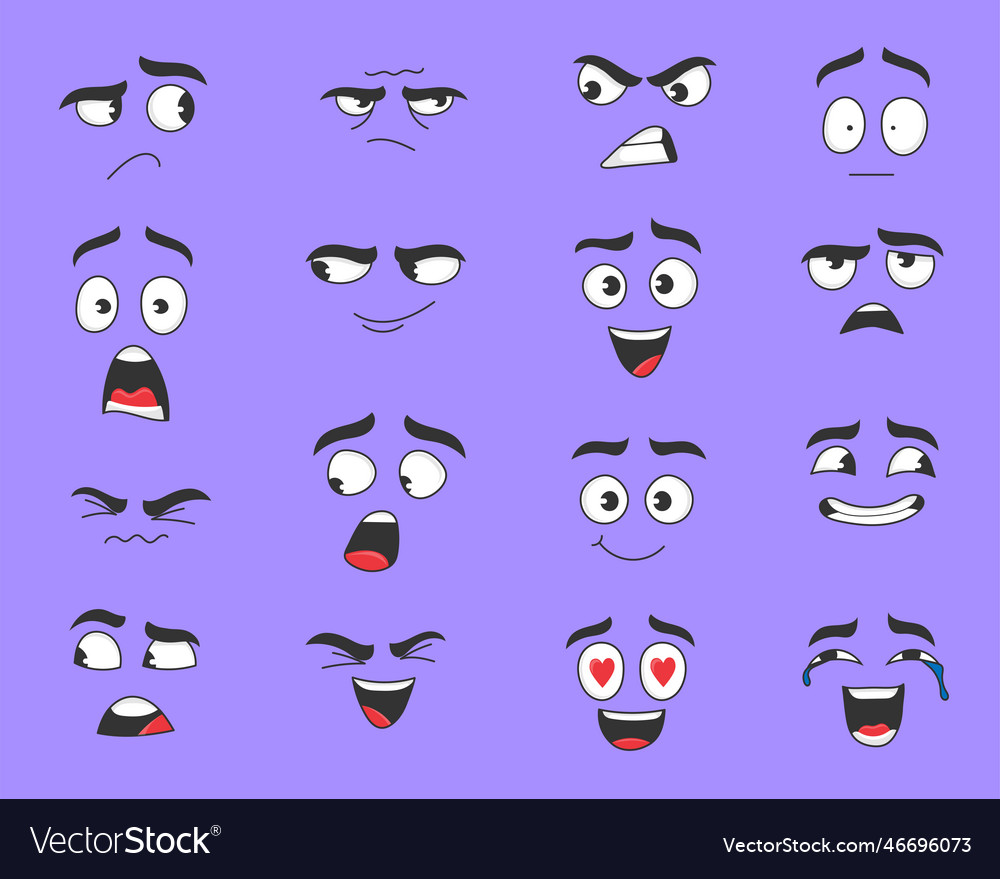 Different expressions of cartoon face