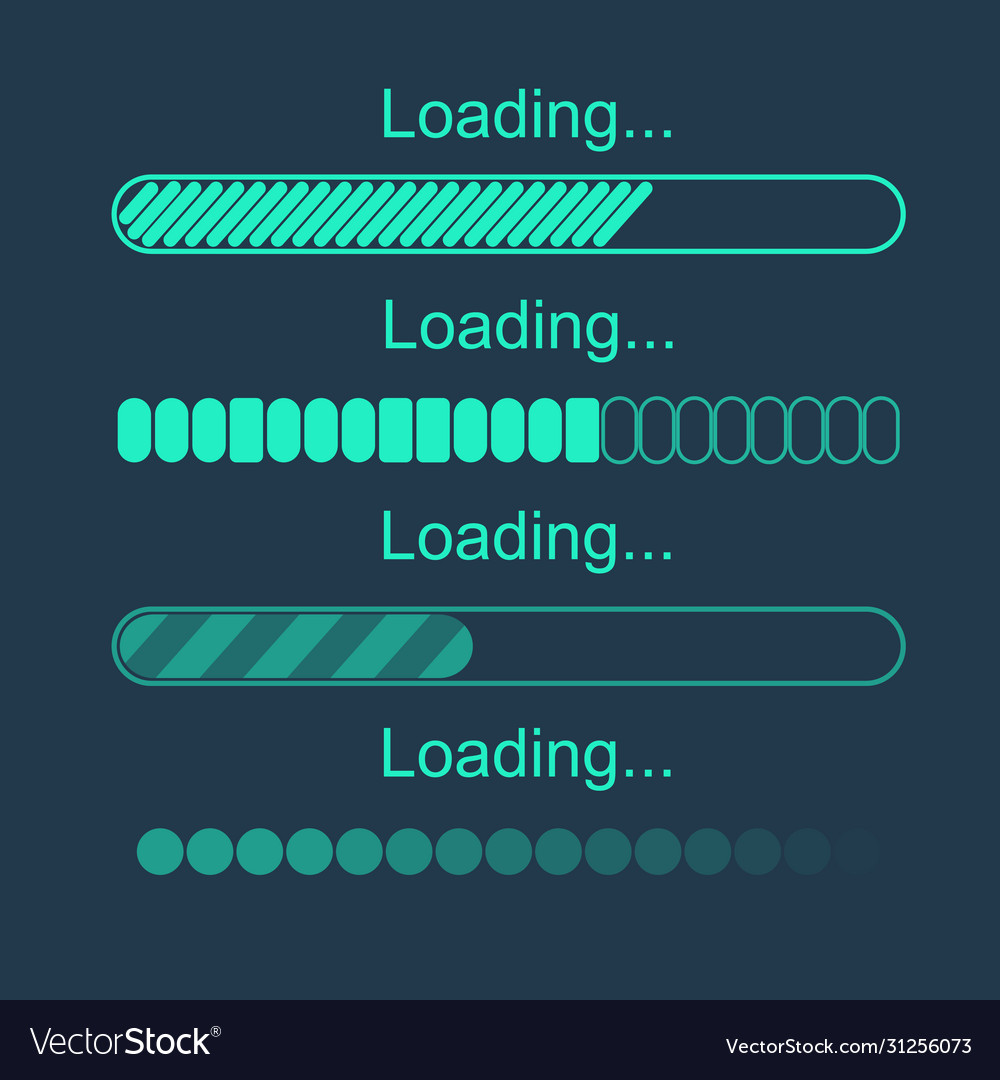 Futuristic progress loading bar set indicators