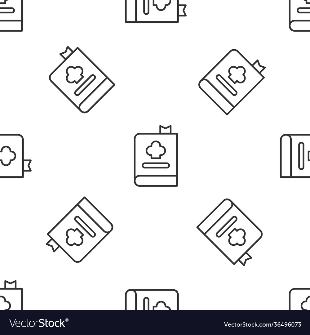 Grey line cookbook icon isolated seamless pattern