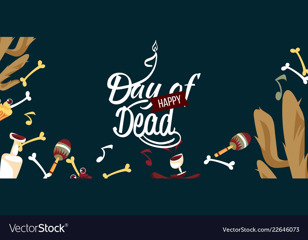 Happy Day Of The Dead Horizontal Banner Royalty Free Vector