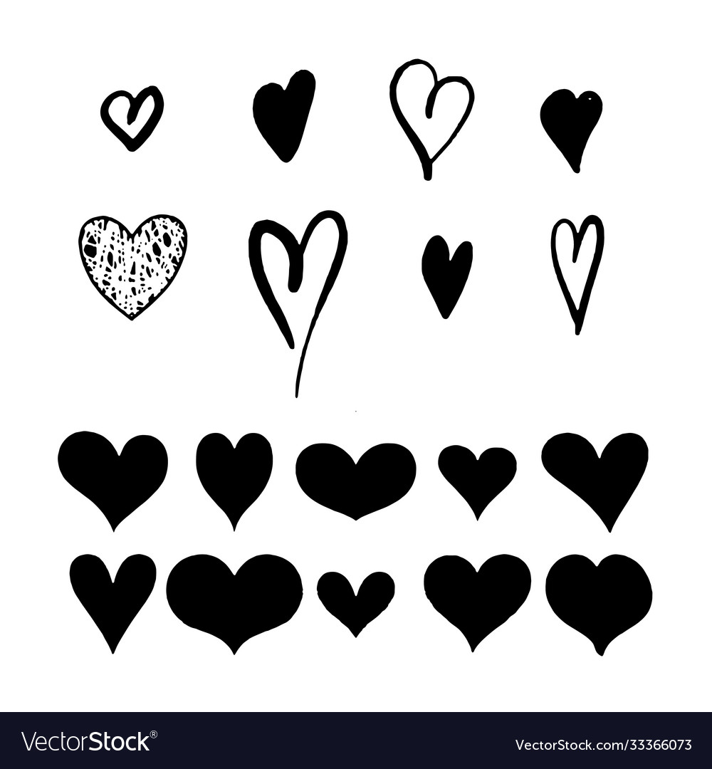 Hearts set different style and shape