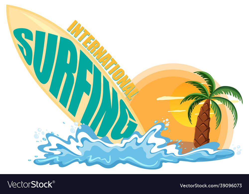 Internationales Surftagesbanner mit Surfboard