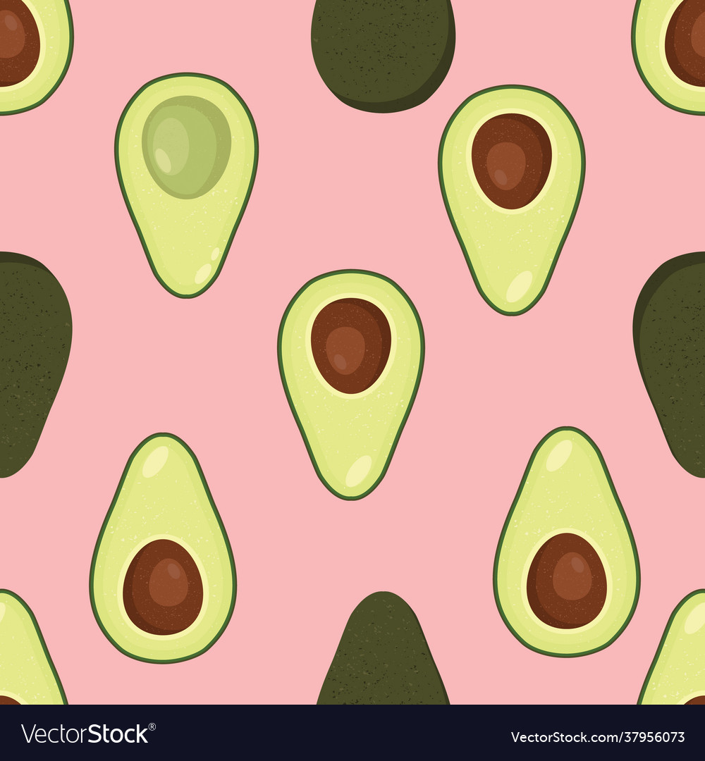Modern seamless pattern with avocado and abstract