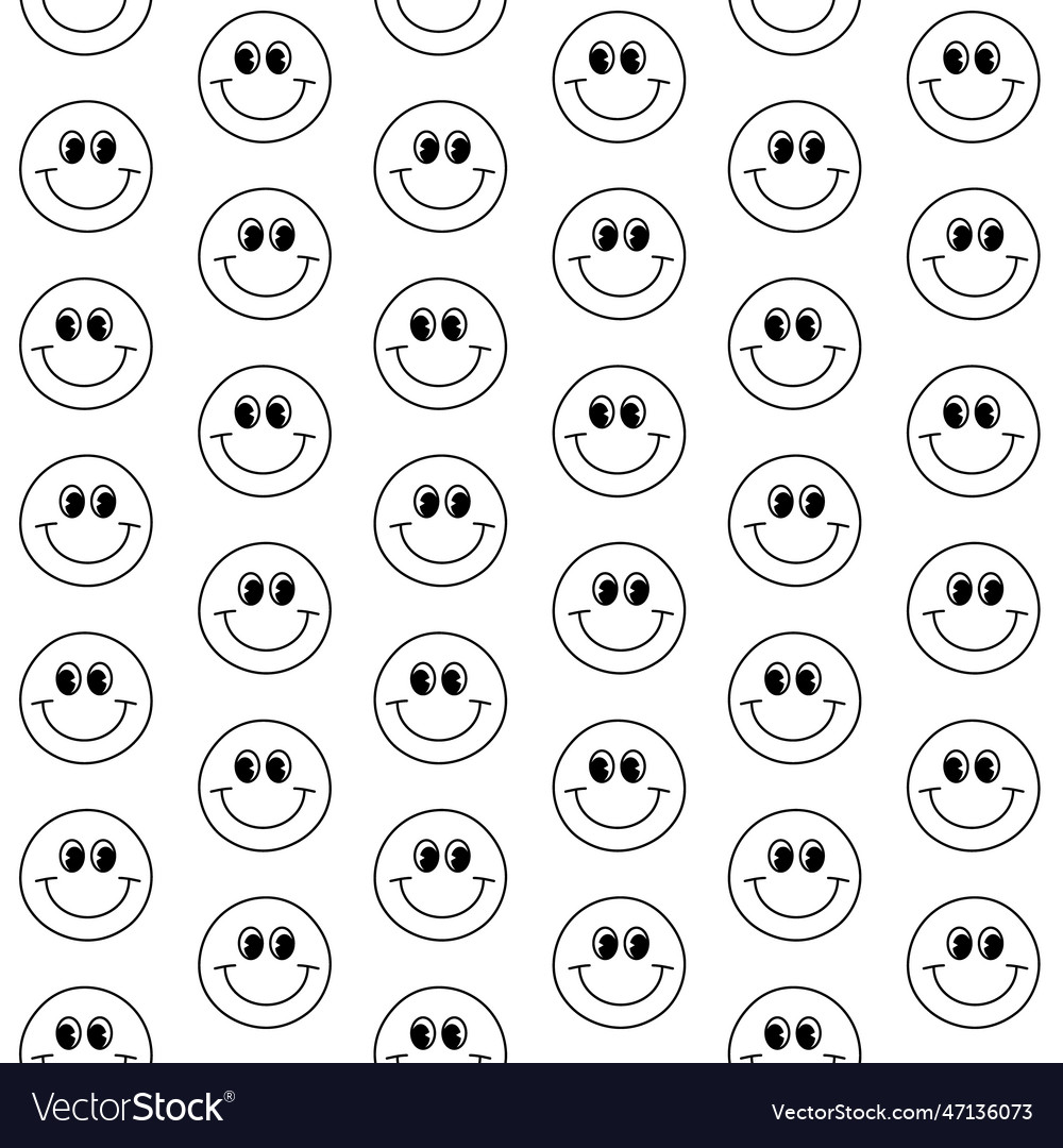 Seamless pattern of groovy face with smile