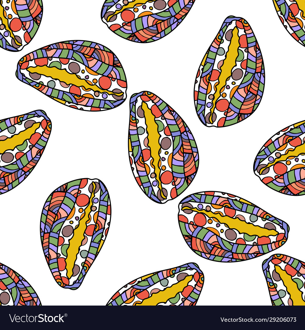 Seamless pattern with conch shells on white Vector Image Seamless pattern with conch shells on white