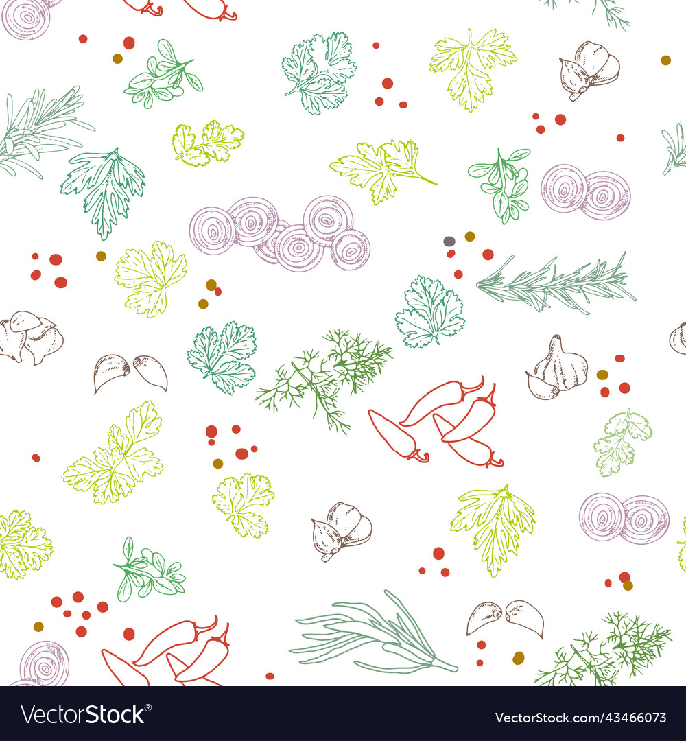 Seamless pattern with spices