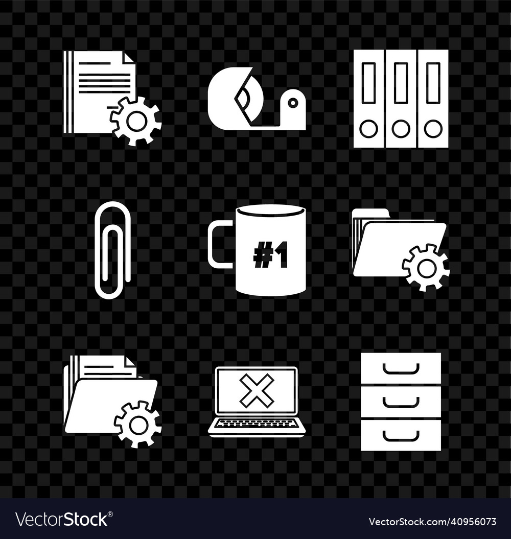 Set document settings with gears scotch office vector image Set document settings with gears scotch office