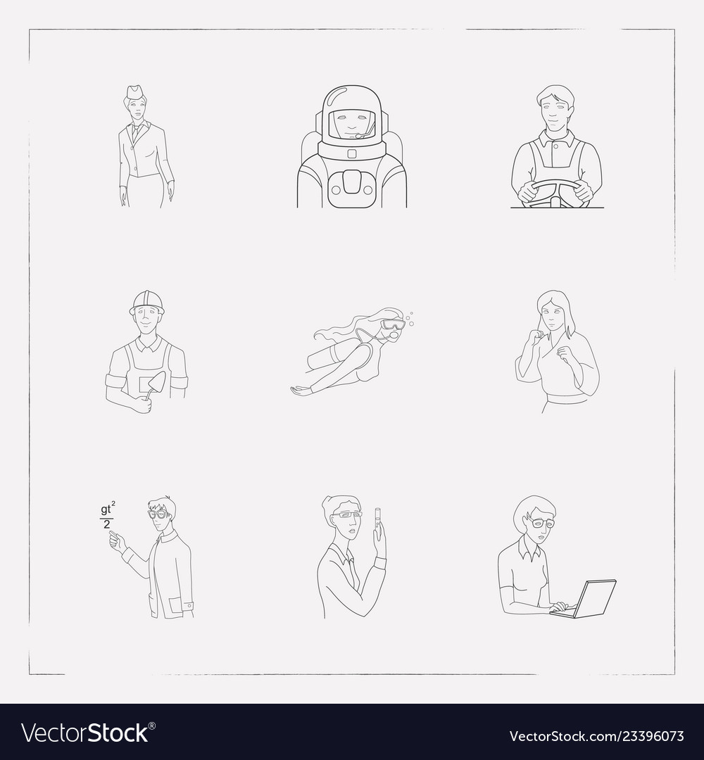 Set of person icons line style symbols with karate Vector Image Set of person icons line style symbols with karate
