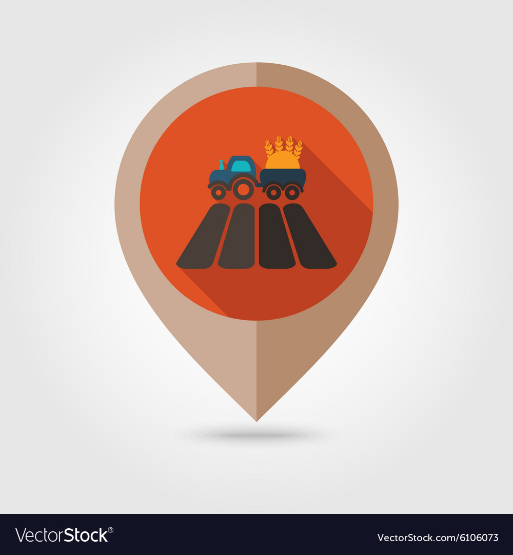 Tractor on field flat mapping pin icon
