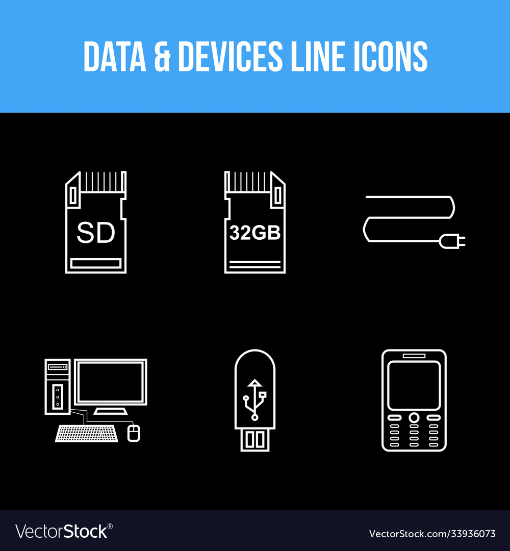 Unique data and devices icon set