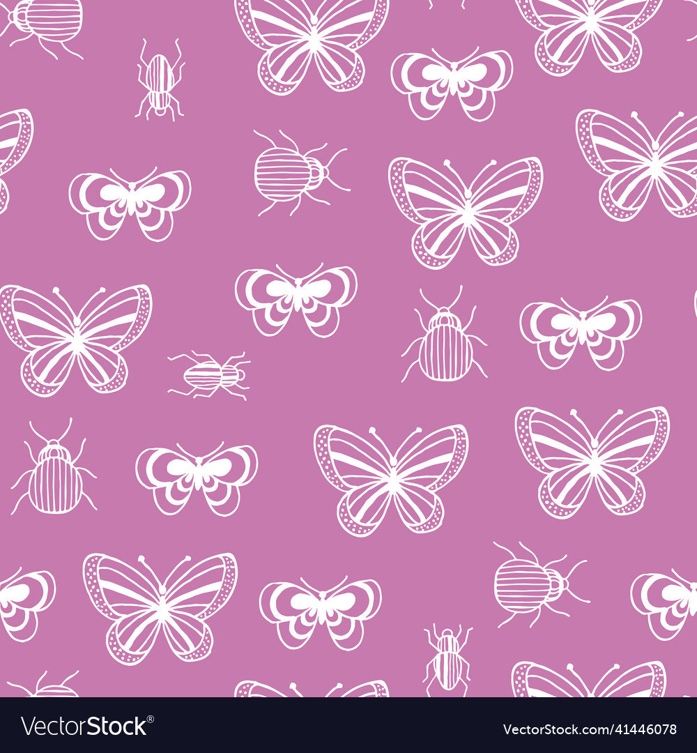 Bugs and butterflies abstract seamless pattern vector image Bugs and butterflies abstract seamless pattern