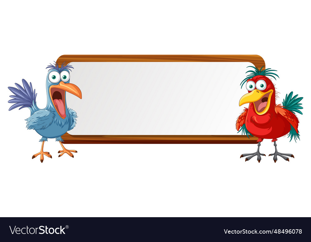 Crazy funny birds cartoon banner Royalty Free Vector Image