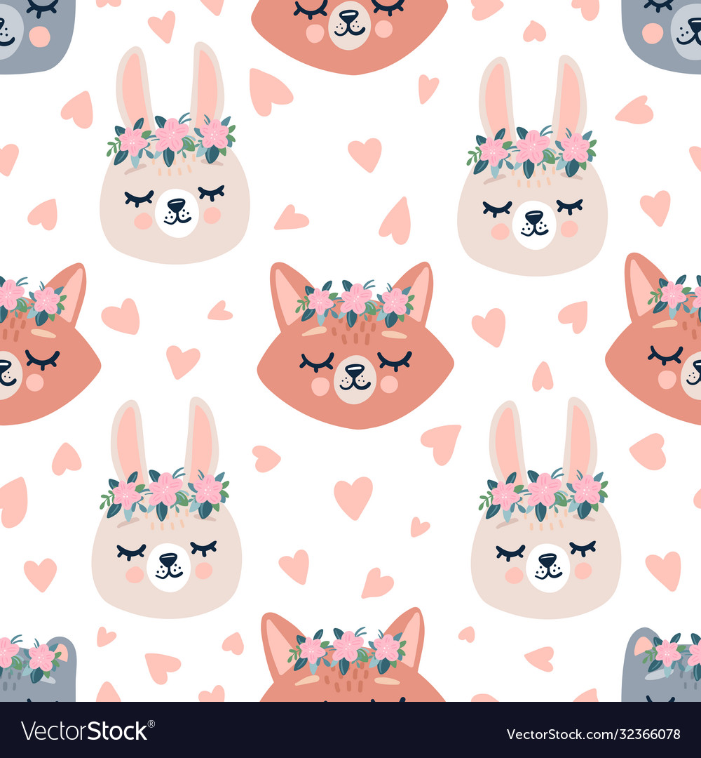 Cute seamless spring pattern with sleeping forest