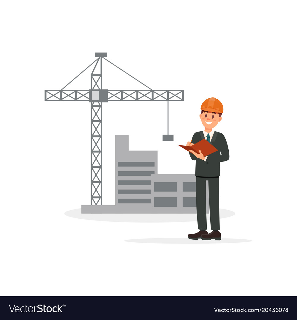 Engineer architect or foreman on background