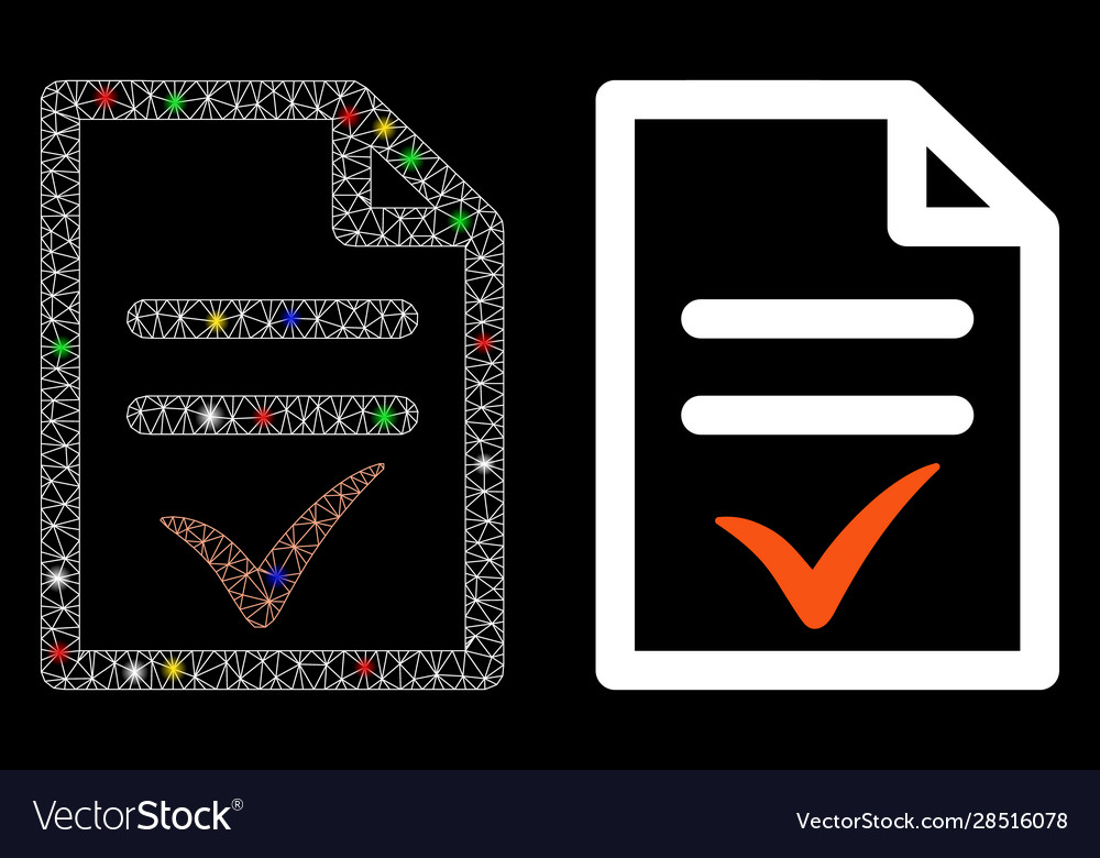 Flare mesh 2d valid document icon with spots