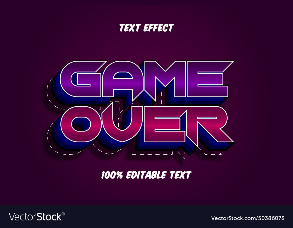 Game over editable text effect Vector Image Game over editable text effect