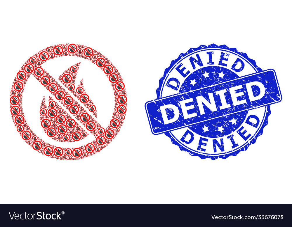 Grunge denied round seal stamp and recursion Vector Image Grunge denied round seal stamp and recursion