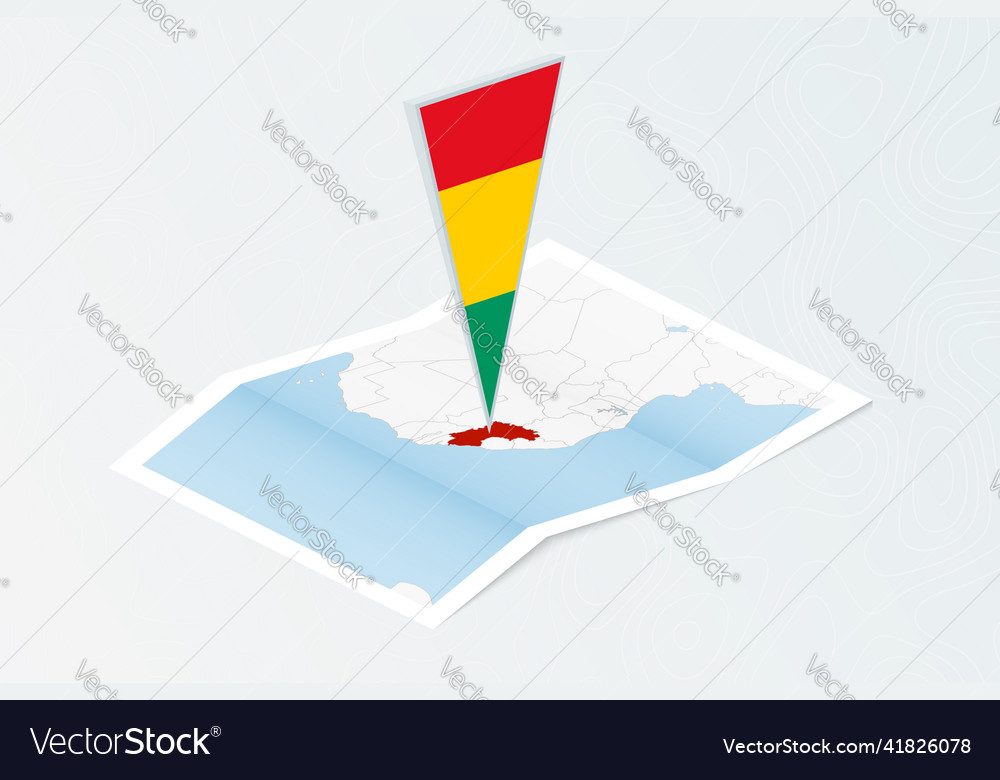 Isometric paper map of guinea with triangular