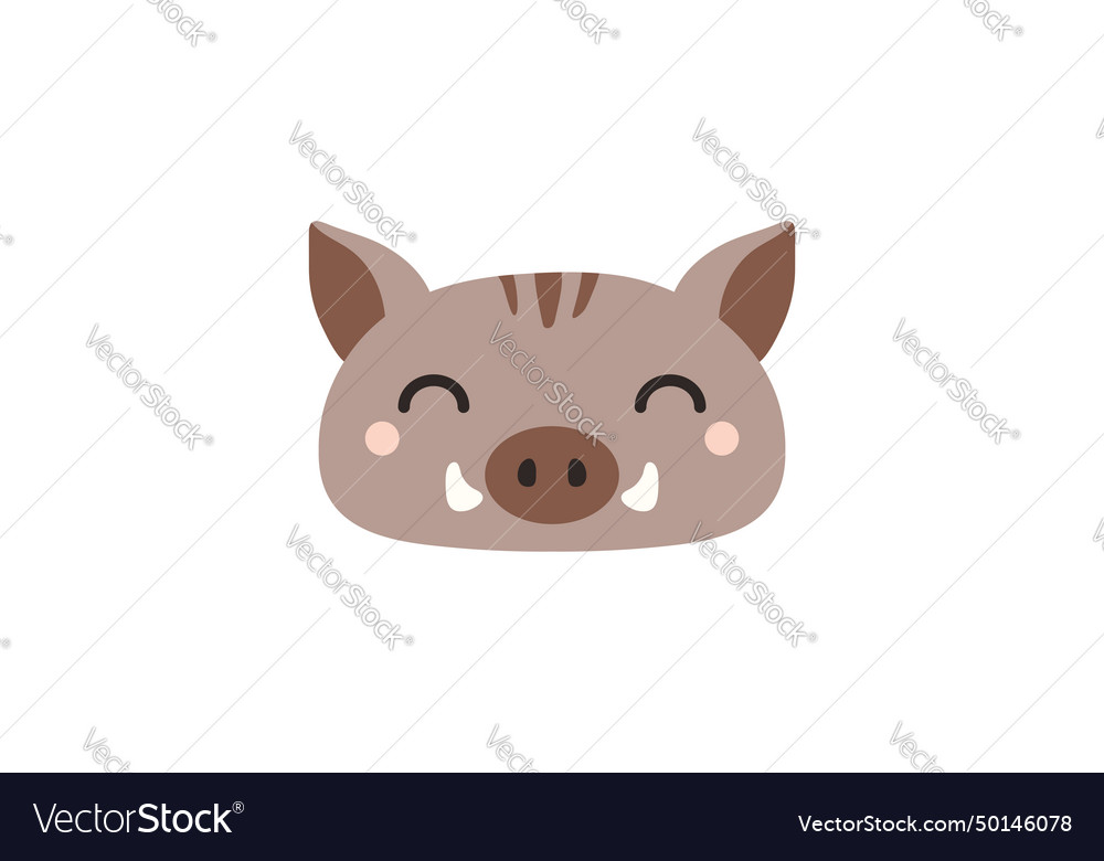 Japanese zodiac sign cute cartoon wild boar face Vector Image