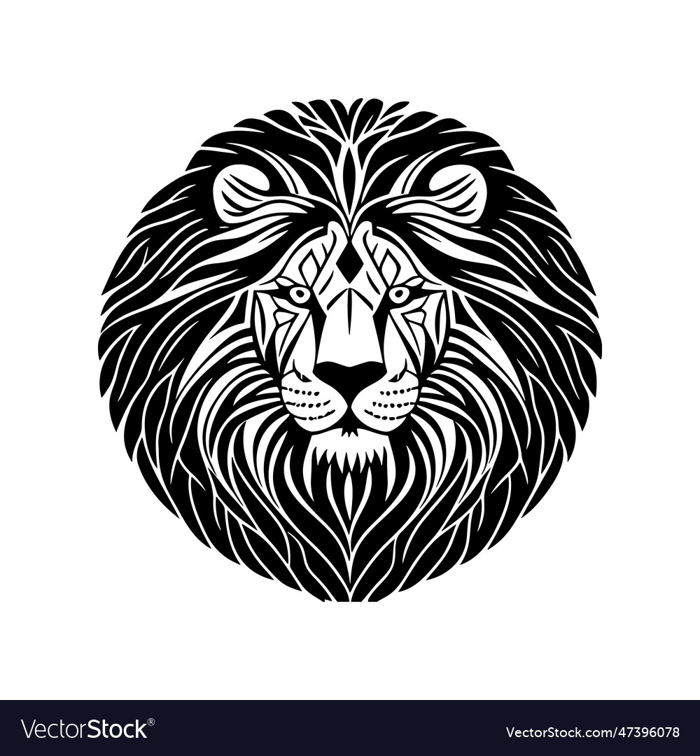 Lion head black and white icon