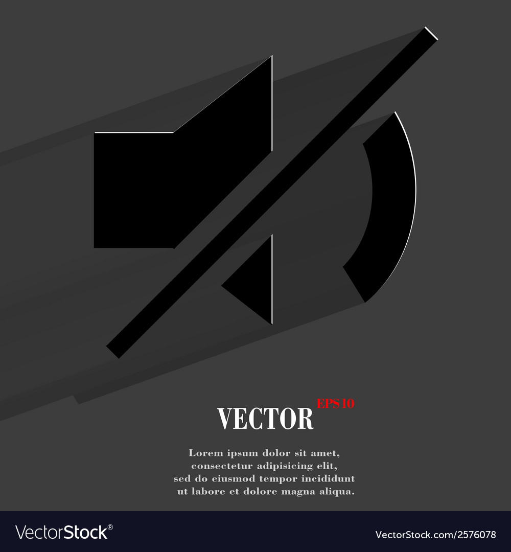 Mute sound flat modern web button with long shadow