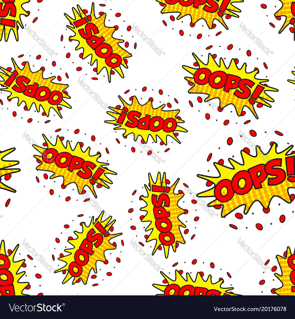 Oops comic sound effects seamless pattern