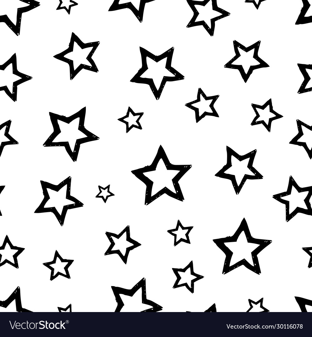 Seamless doodle hand drawn stars Royalty Free Vector Image