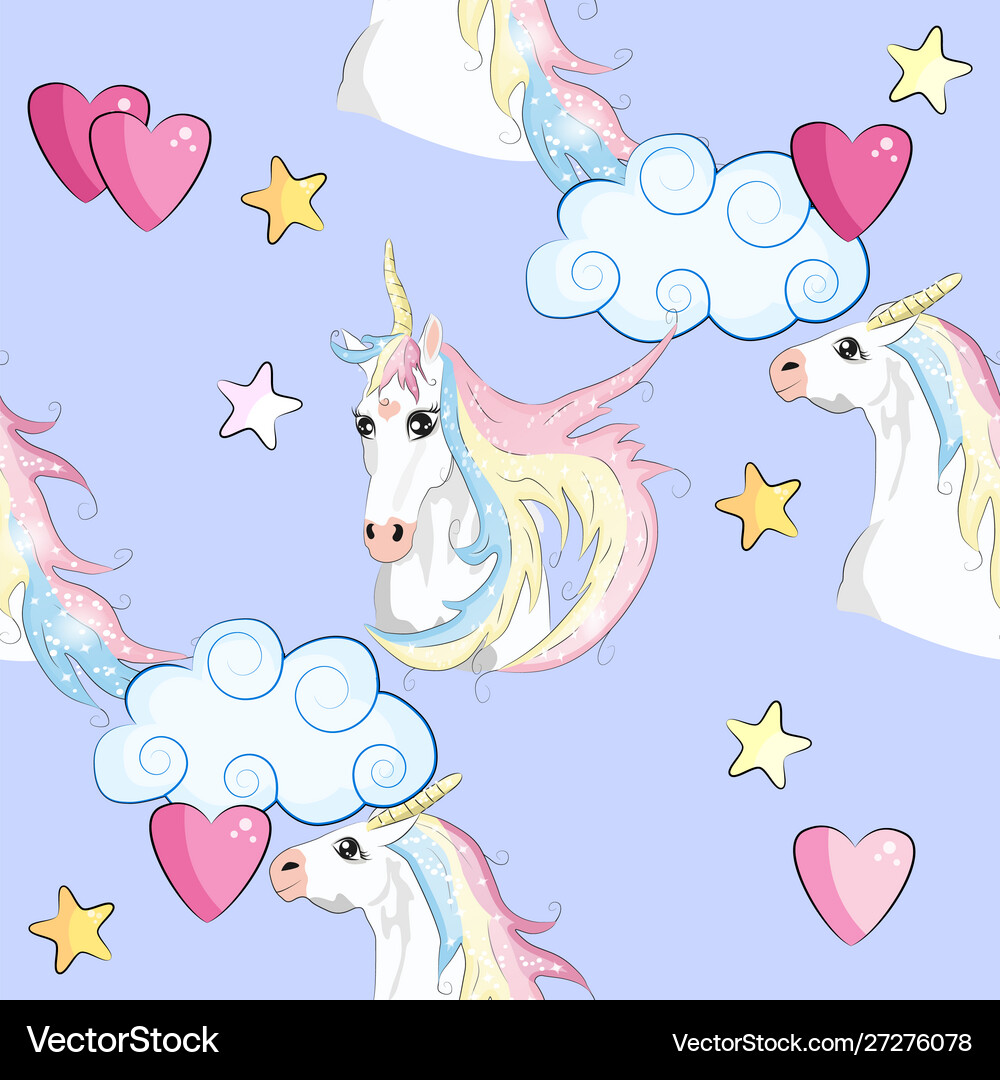 Seamless unicorn pattern magic background Vector Image
